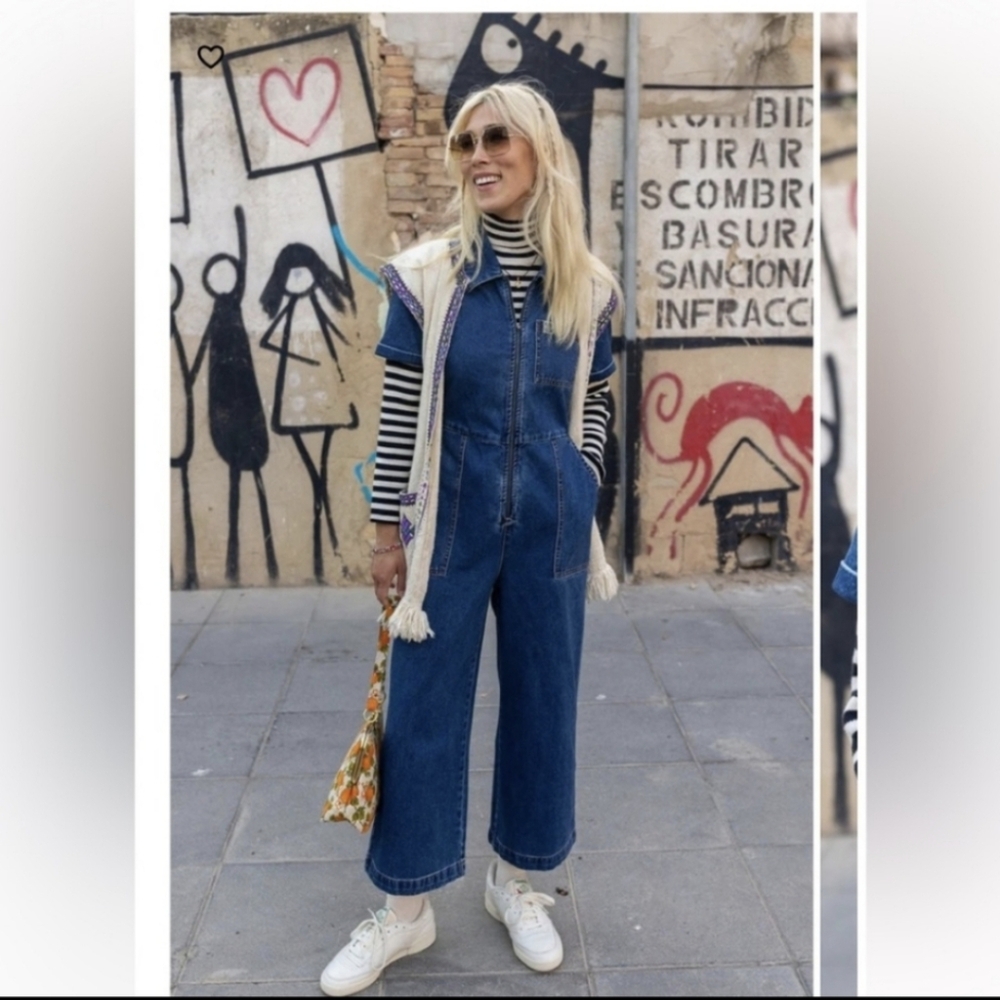 Lucy & Yak Denim Wide-Leg Jumpsuit - Blue